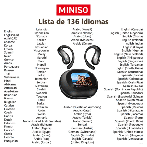 MINISO-auriculares inal??mbricos MS188 OWS, cascos con Bluetooth, micr??fono abierto con , pantalla LCD a todo Color, estuche de carga, regalo de vacaciones, el mejor regalo - Image 4