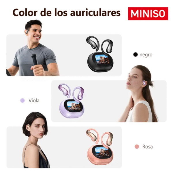 MINISO-auriculares inal??mbricos MS188 OWS, cascos con Bluetooth, micr??fono abierto con , pantalla LCD a todo Color, estuche de carga, regalo de vacaciones, el mejor regalo - Image 5