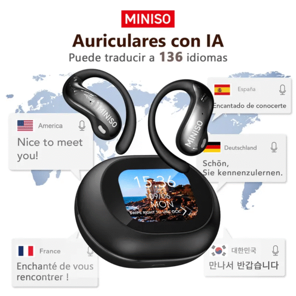 MINISO-auriculares inal??mbricos MS188 OWS, cascos con Bluetooth, micr??fono abierto con , pantalla LCD a todo Color, estuche de carga, regalo de vacaciones, el mejor regalo - Image 6