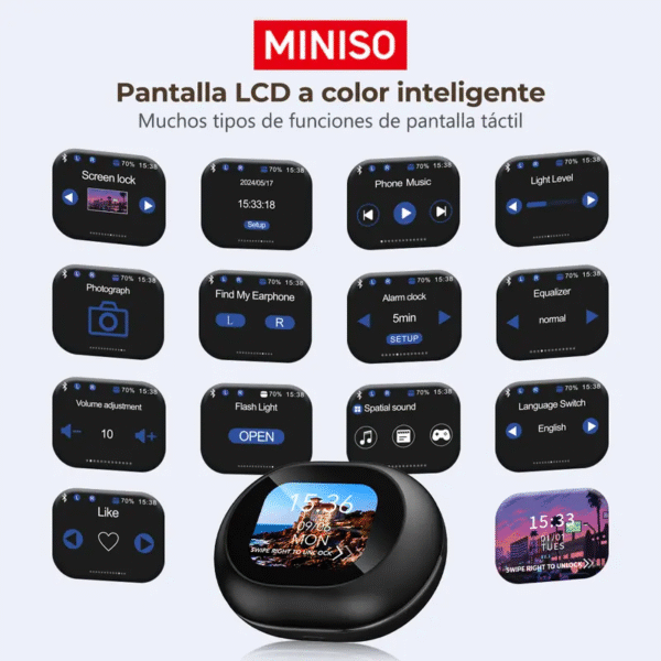 MINISO-auriculares inal??mbricos MS188 OWS, cascos con Bluetooth, micr??fono abierto con , pantalla LCD a todo Color, estuche de carga, regalo de vacaciones, el mejor regalo - Image 3
