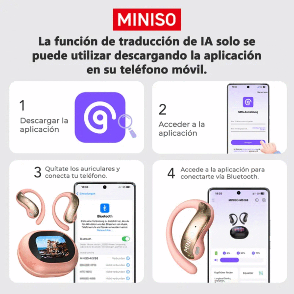 MINISO-auriculares inal??mbricos MS188 OWS, cascos con Bluetooth, micr??fono abierto con , pantalla LCD a todo Color, estuche de carga, regalo de vacaciones, el mejor regalo - Image 10